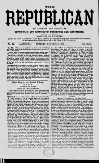 cover page of Republican published on August 19, 1871