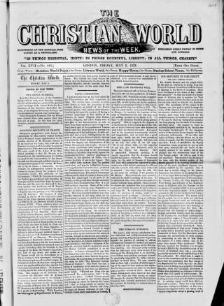 cover page of Christian World published on May 2, 1873