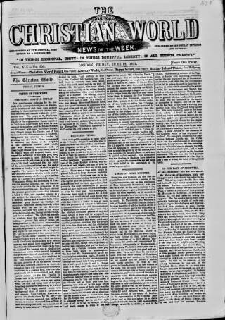 cover page of Christian World published on June 18, 1875