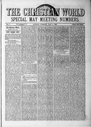 cover page of Christian World published on May 4, 1880