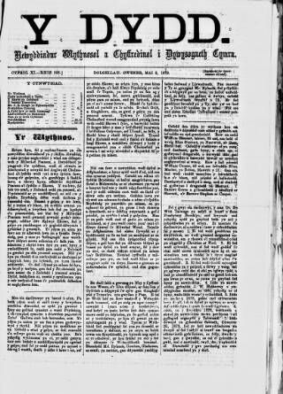 cover page of Y Dydd published on May 2, 1879