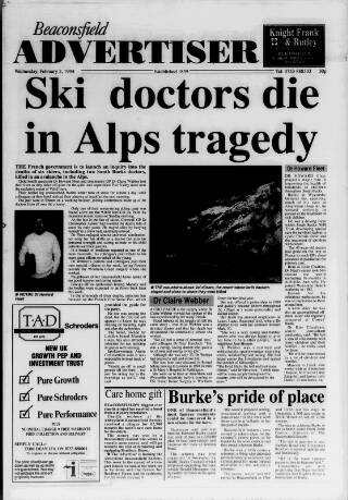 cover page of Beaconsfield Advertiser published on February 2, 1994