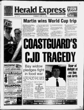 cover page of Torbay Express and South Devon Echo published on June 18, 1998