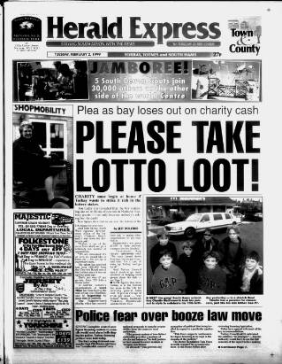 cover page of Torbay Express and South Devon Echo published on February 2, 1999