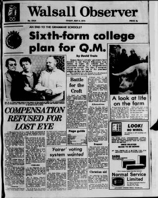 cover page of Walsall Observer published on May 4, 1973