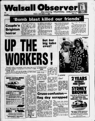 cover page of Walsall Observer published on November 2, 1984