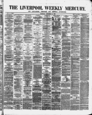 cover page of Liverpool Weekly Mercury published on December 14, 1872