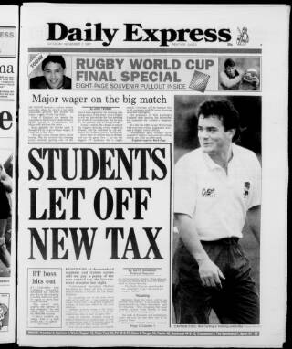 cover page of Daily Express published on November 2, 1991