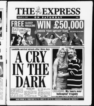 cover page of Daily Express published on August 2, 1997