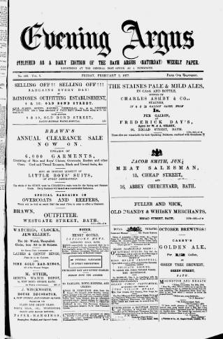 cover page of Bath Argus published on February 2, 1877