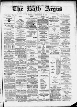 cover page of Bath Argus published on September 17, 1889
