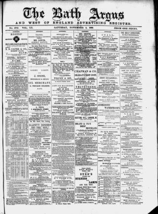 cover page of Bath Argus published on November 2, 1889