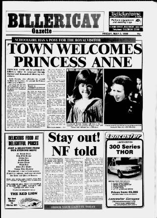 cover page of Billericay Gazette published on May 2, 1986