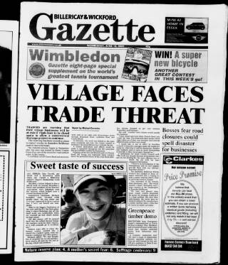 cover page of Billericay Gazette published on June 18, 2003