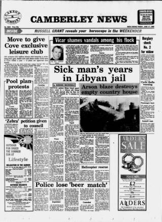 cover page of Camberley News published on June 17, 1988