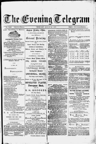 cover page of Evening Express Telegram (Cheltenham) published on August 29, 1878