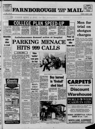 cover page of Farnborough News published on August 2, 1983