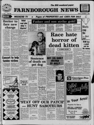 cover page of Farnborough News published on November 2, 1984
