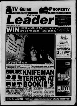 cover page of Feltham Leader published on September 23, 1999