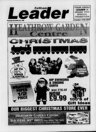 cover page of Feltham Leader published on November 25, 1999