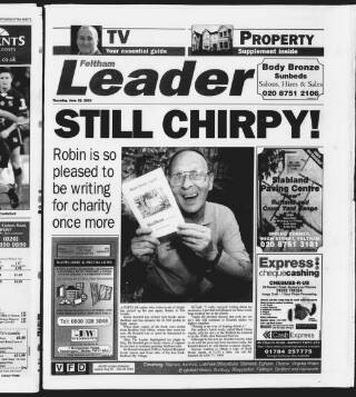 cover page of Feltham Leader published on June 26, 2003