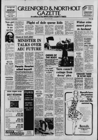 cover page of Greenford & Northolt Gazette published on June 18, 1976