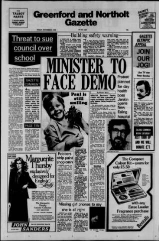 cover page of Greenford & Northolt Gazette published on November 2, 1979