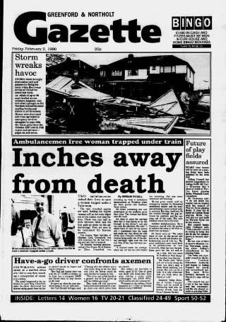 cover page of Greenford & Northolt Gazette published on February 2, 1990