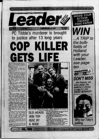 cover page of Hammersmith & Chiswick Leader published on February 19, 1988