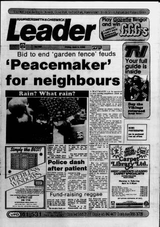 cover page of Hammersmith & Chiswick Leader published on June 3, 1988