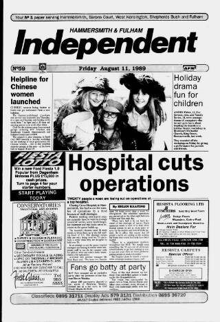 cover page of Hammersmith & Fulham Independent published on August 11, 1989