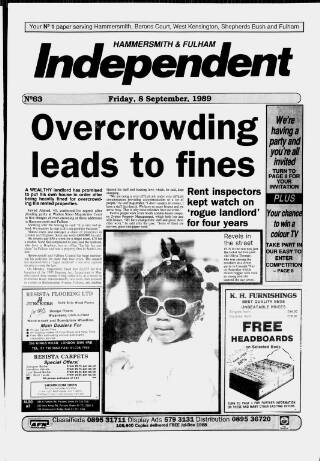 cover page of Hammersmith & Fulham Independent published on September 8, 1989