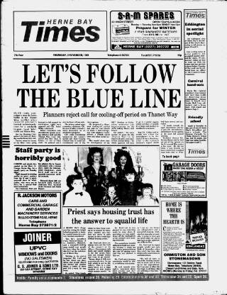 cover page of Herne Bay Times published on November 2, 1989