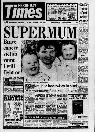 cover page of Herne Bay Times published on April 5, 1990