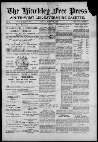 cover page of Hinckley Free Press published on June 18, 1897