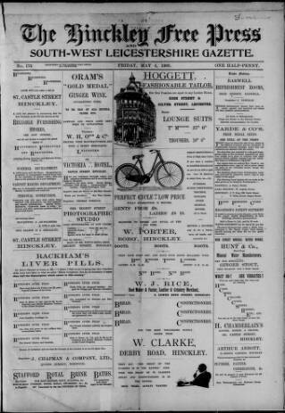 cover page of Hinckley Free Press published on May 4, 1900