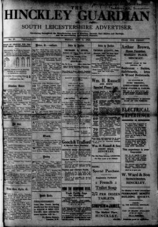 cover page of Hinckley Guardian and South Leicestershire Advertiser published on May 4, 1923