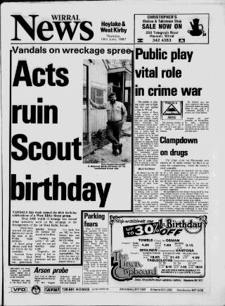 cover page of Hoylake & West Kirby News published on June 18, 1987