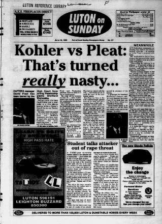 cover page of Luton on Sunday published on June 18, 1995