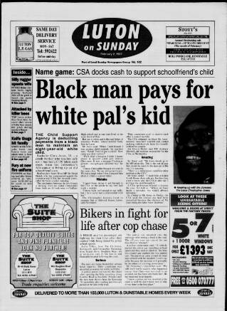 cover page of Luton on Sunday published on February 2, 1997