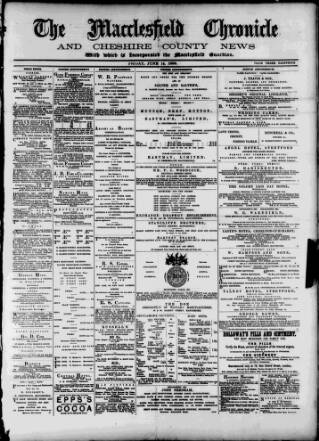 cover page of Macclesfield Chronicle and Cheshire County News published on June 14, 1889