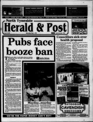 cover page of North Tyneside Herald & Post published on May 4, 1994