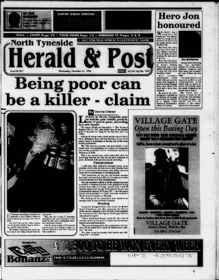 cover page of North Tyneside Herald & Post published on December 14, 1994