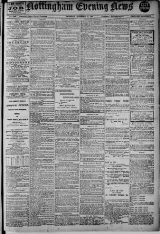 cover page of Nottingham Evening News published on November 2, 1911