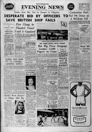 cover page of Nottingham Evening News published on June 18, 1959