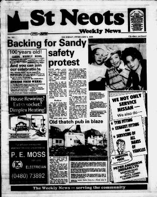 cover page of St. Neots Weekly News published on February 2, 1989