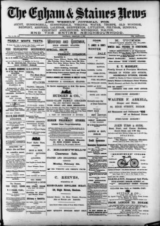 cover page of Egham & Staines News published on February 2, 1901