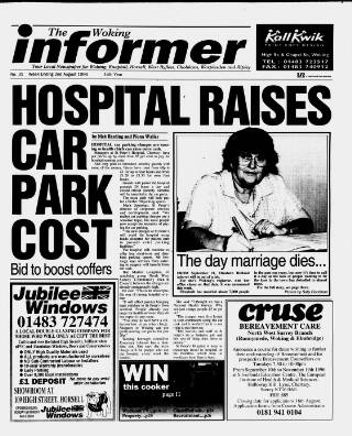cover page of Woking Informer published on August 2, 1996