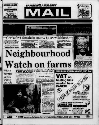 cover page of Bangor, Anglesey Mail published on April 27, 1994