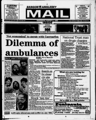 cover page of Bangor, Anglesey Mail published on August 2, 1995